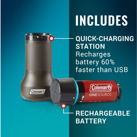 COLEMAN ONESOURCE RECHARGEABLE LITHIUM-ION BATTERY & 1 PORT QUICK CHARGING STATION