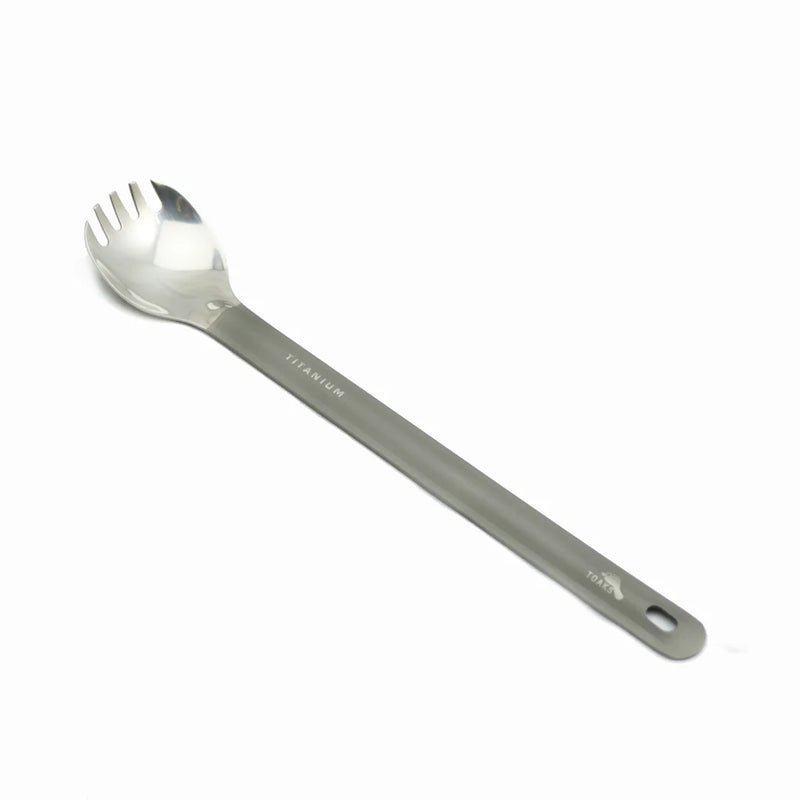 Load image into Gallery viewer, TITANIUM LONG HANDLE SPORK WITH POLISHED BOWL
